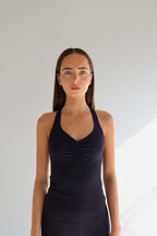 Black Sculpt Scrunch Top-Pink Waters 