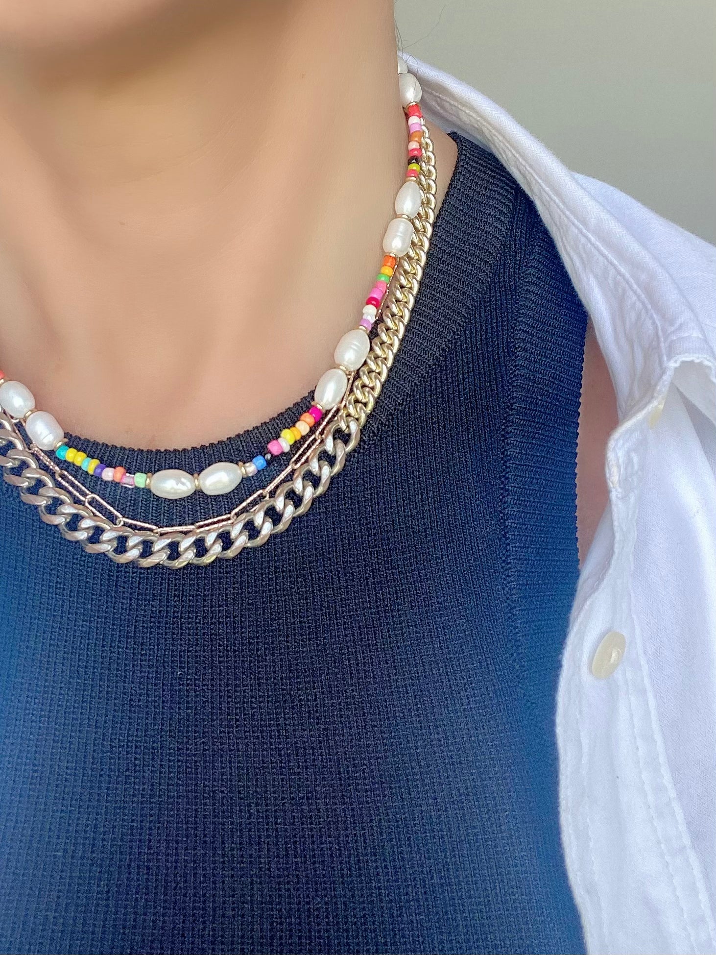 Boho Multi Beaded Necklaces-Pink Waters 
