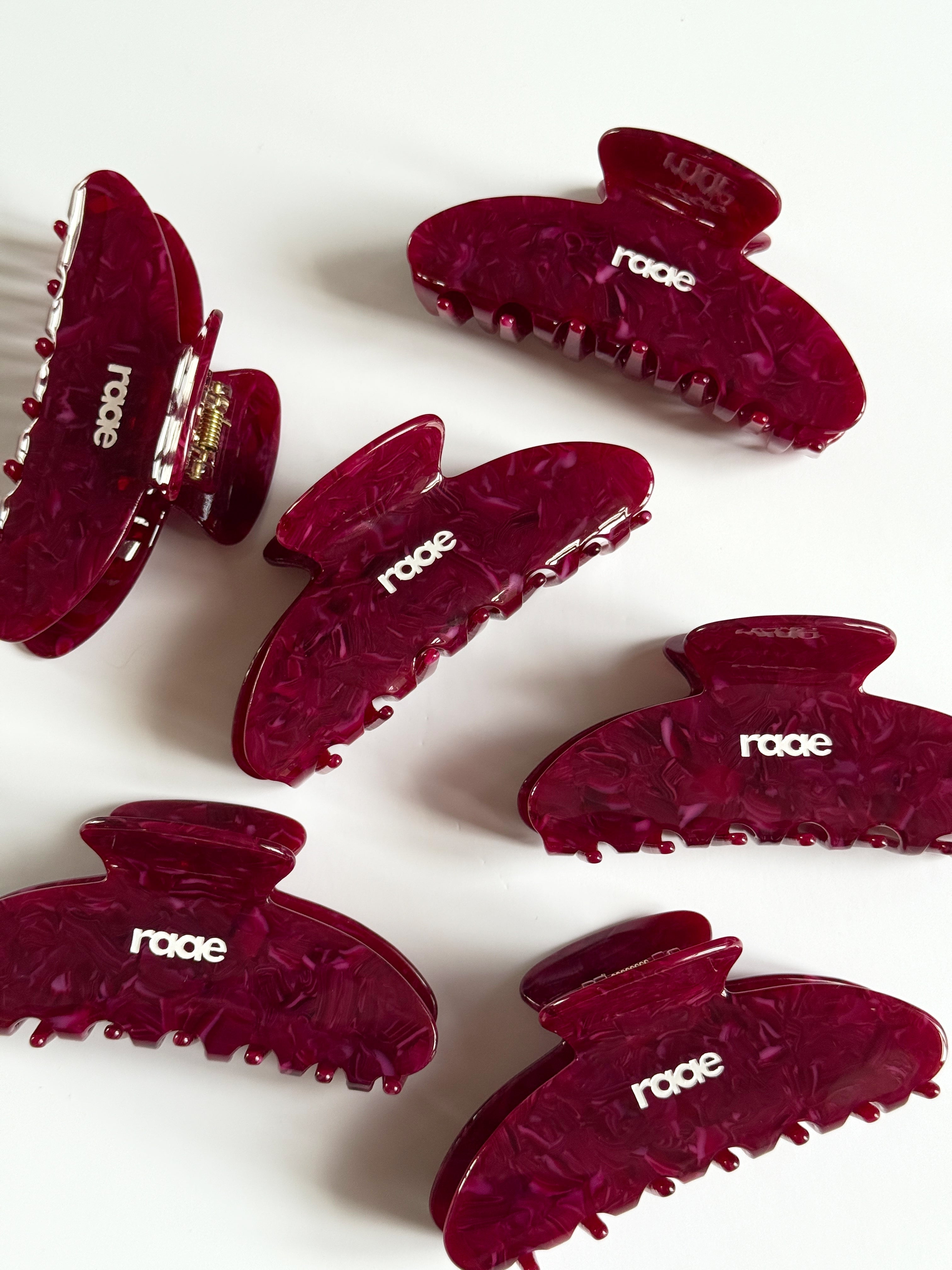 Burgundy Claw Clip-Pink Waters 