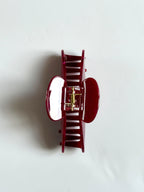 Burgundy Claw Clip-Pink Waters 