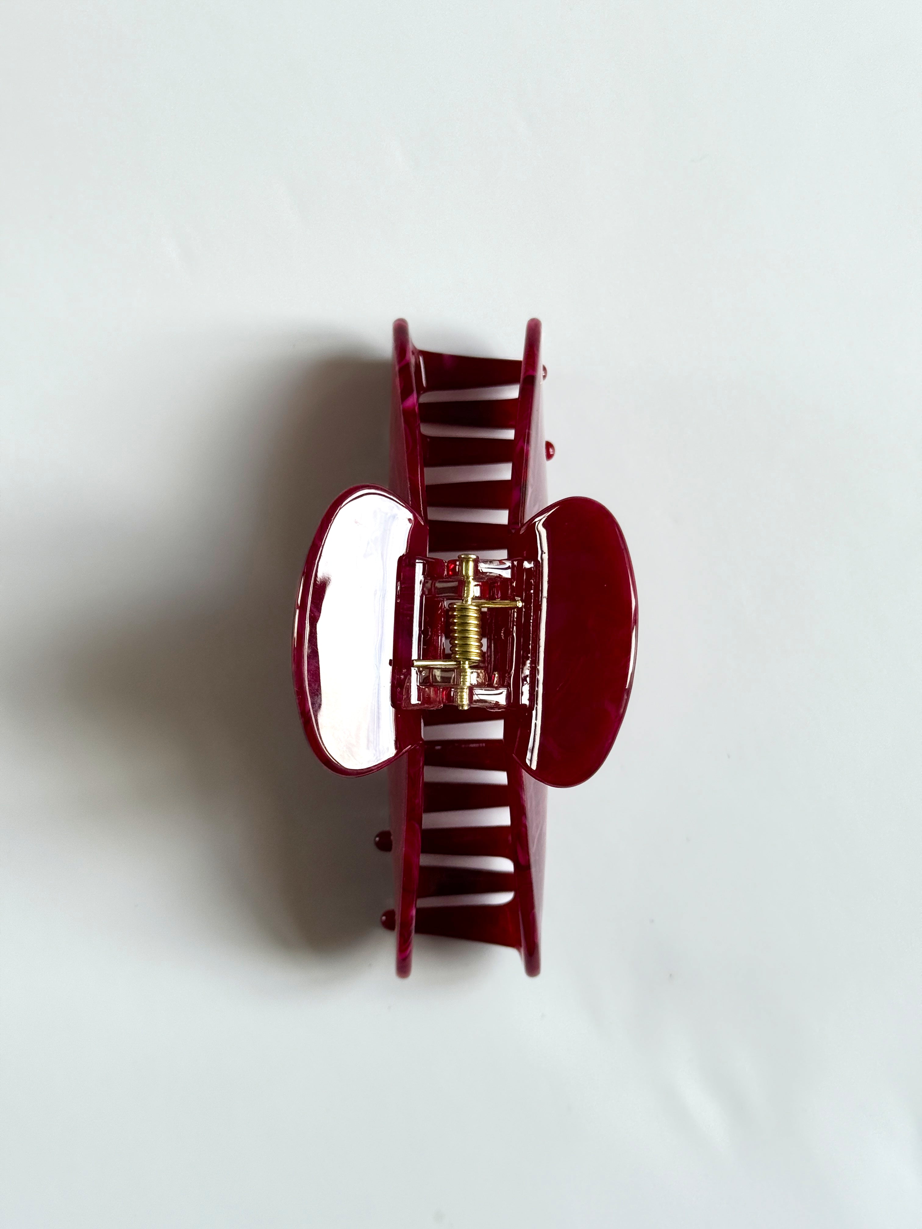 Burgundy Claw Clip-Pink Waters 