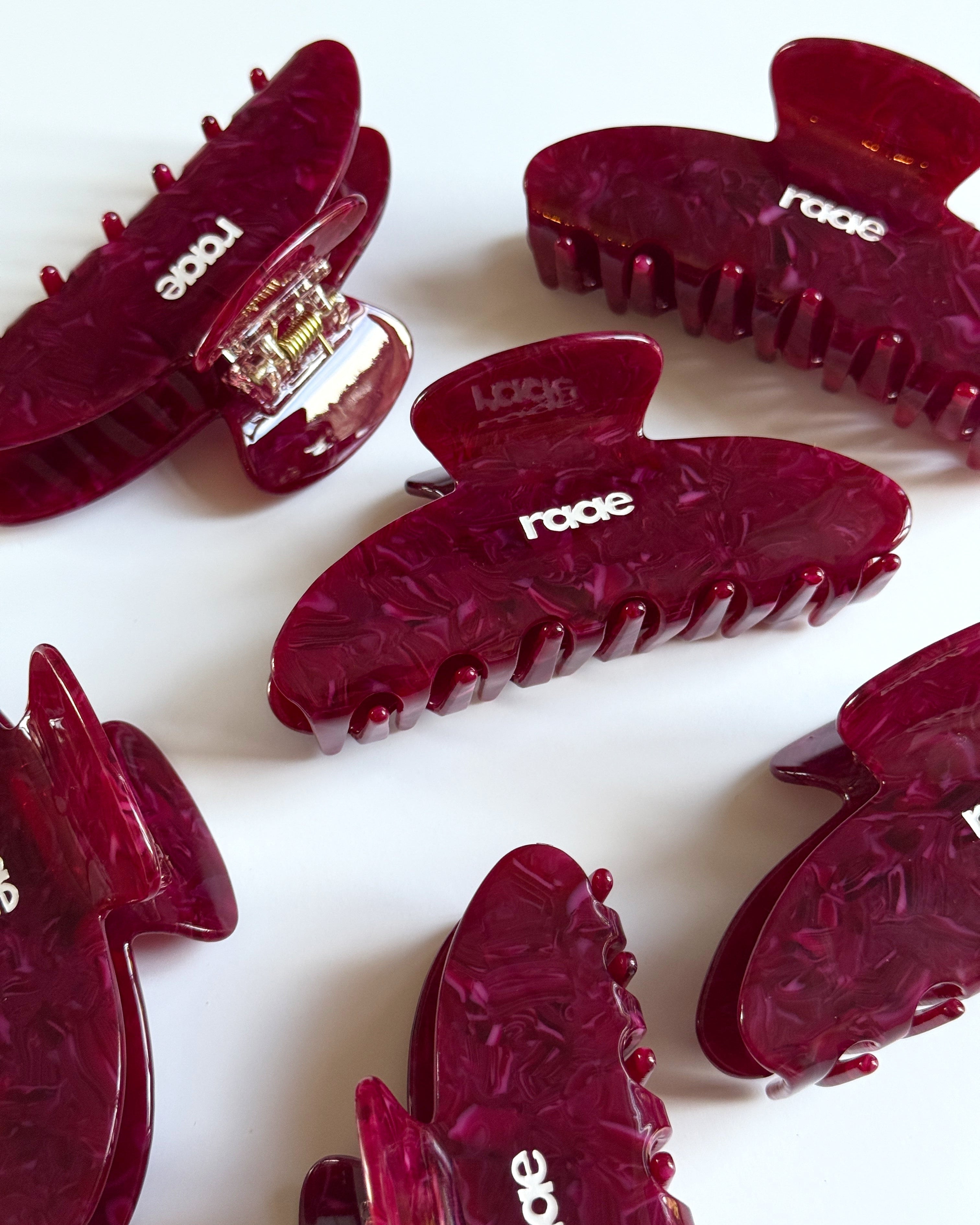 Burgundy Claw Clip-Pink Waters 