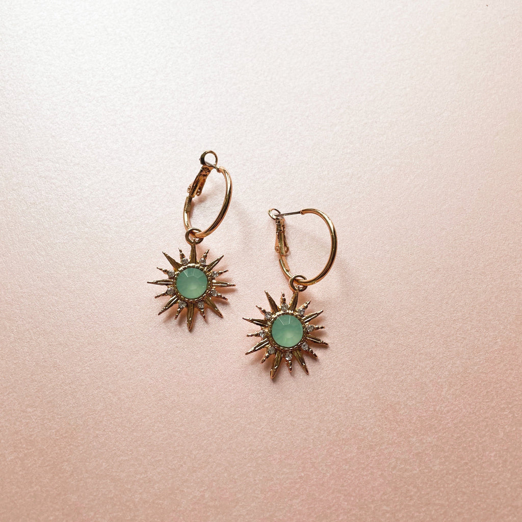 Solina Aqua Gem Hoop Earrings