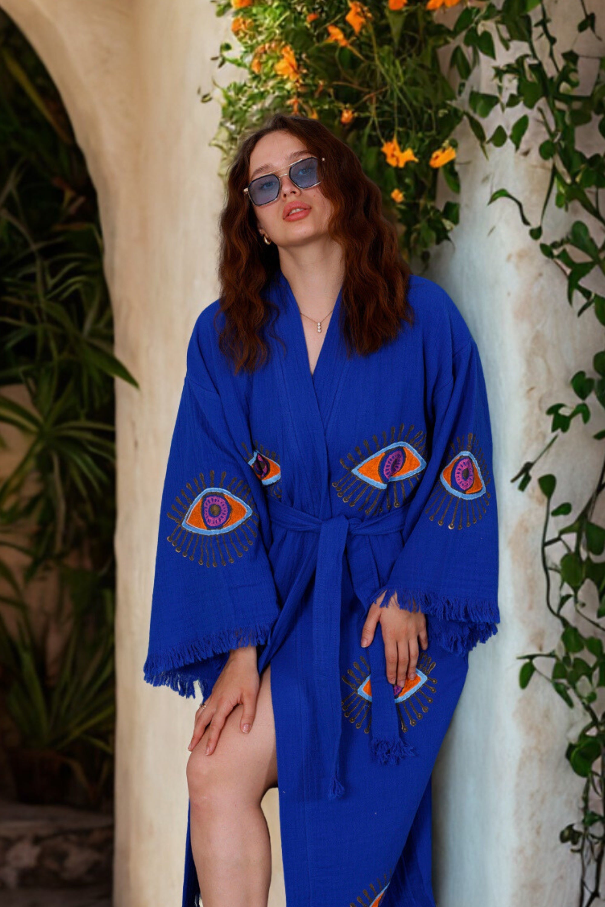 NAYA Organic Cotton Kimono in Sapphire