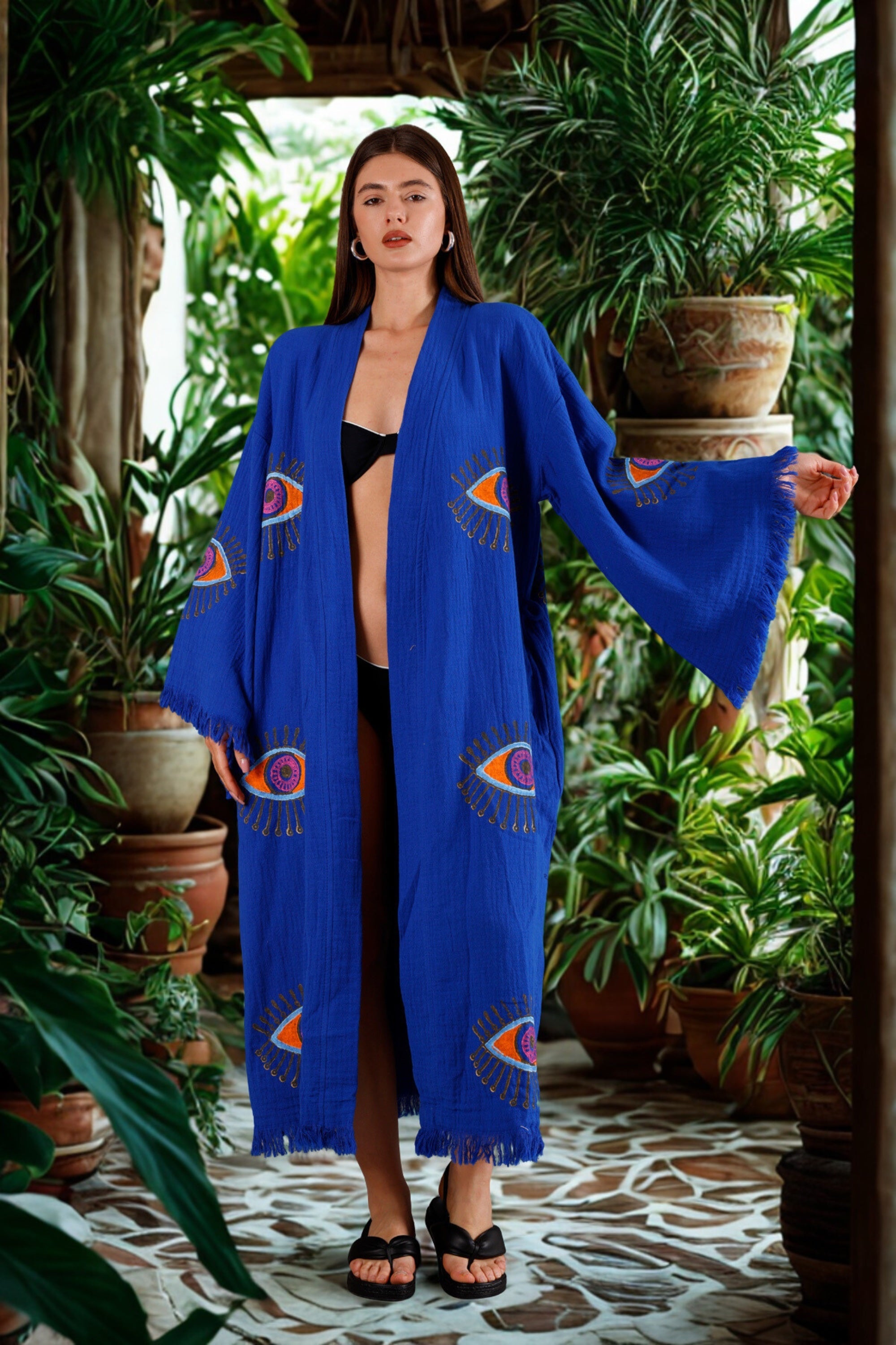 NAYA Organic Cotton Kimono in Sapphire