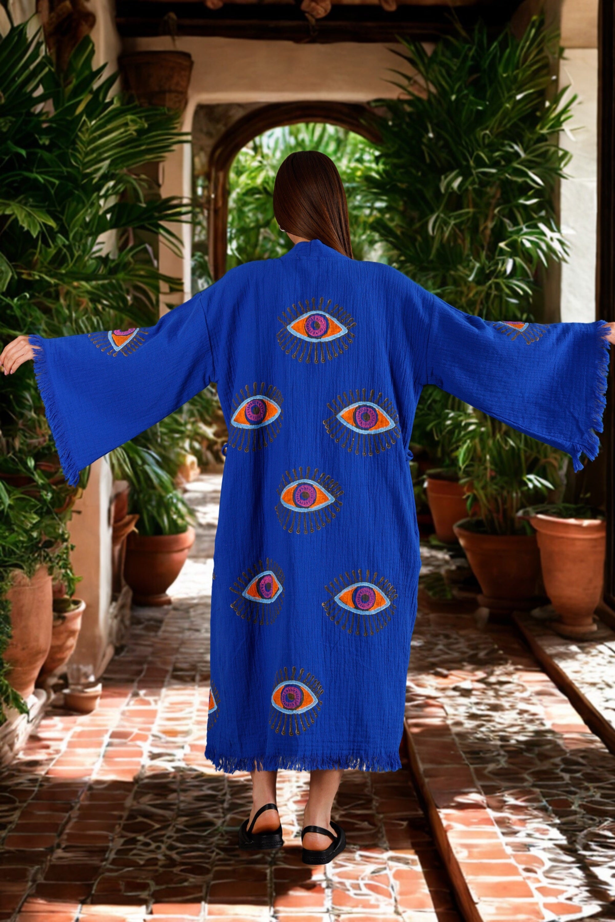 NAYA Organic Cotton Kimono in Sapphire