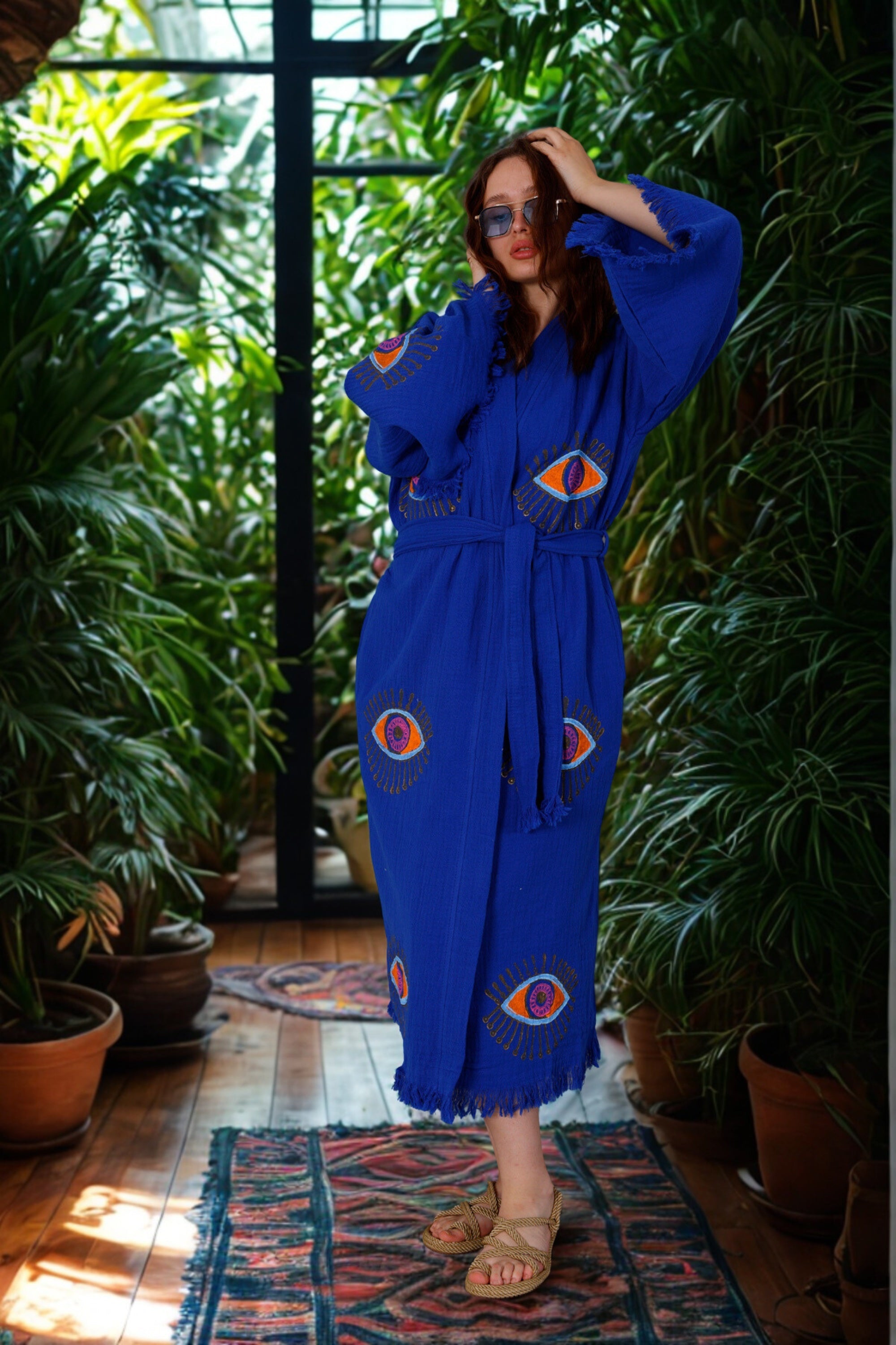 NAYA Organic Cotton Kimono in Sapphire