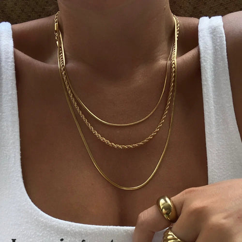 18K Gold Plated Layered Chain Necklace