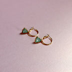 Holly Aqua Gem Charm Gold Hoop Earrings