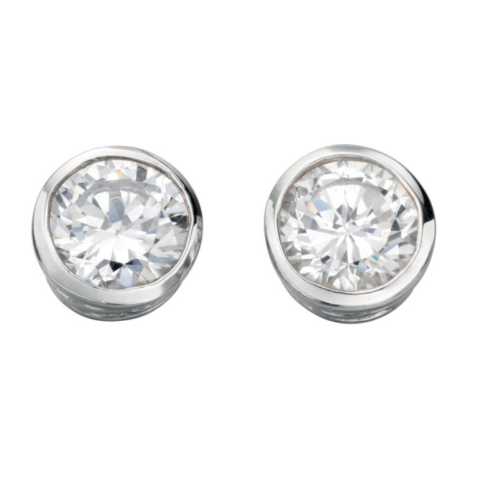 Round Stud Earrings - Cubic Zirconia-Pink Waters 