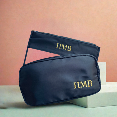 Personalised Makeup Bags/Travel Set - Black