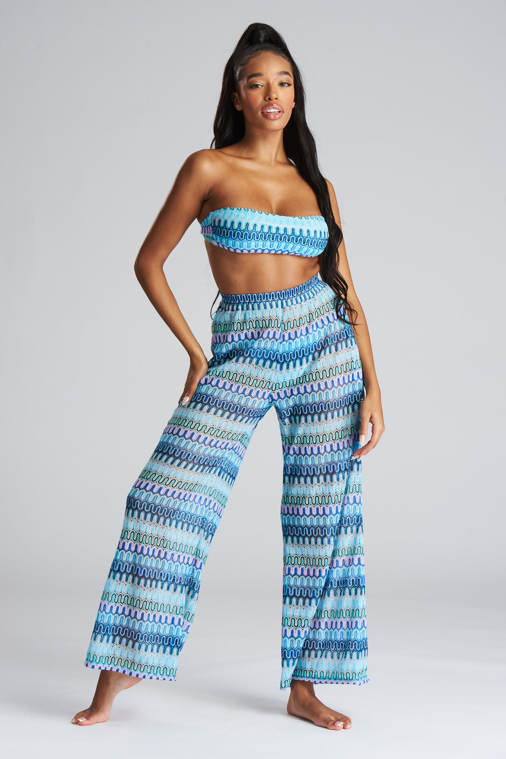 South Beach Crochet Beach/Holiday Trousers-Pink Waters 