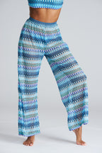 South Beach Crochet Beach/Holiday Trousers-Pink Waters 
