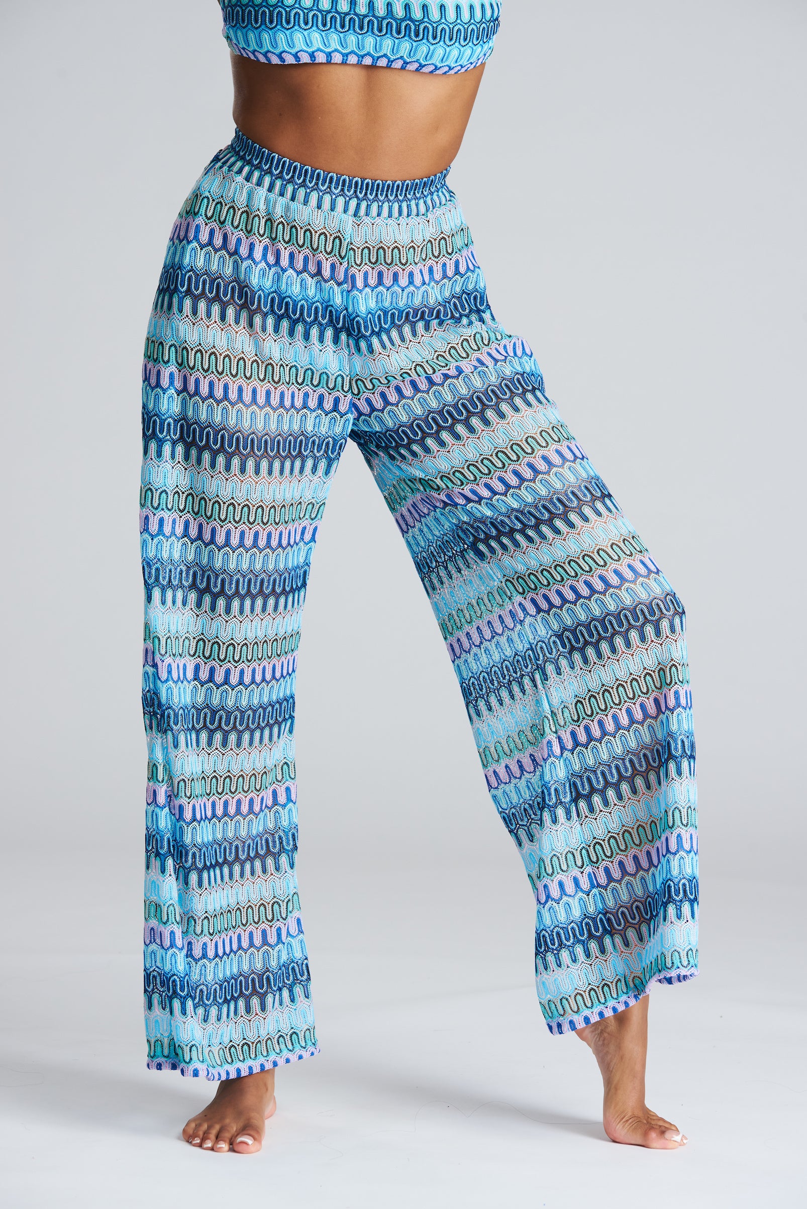 South Beach Crochet Beach/Holiday Trousers-Pink Waters 