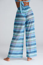 South Beach Crochet Beach/Holiday Trousers-Pink Waters 