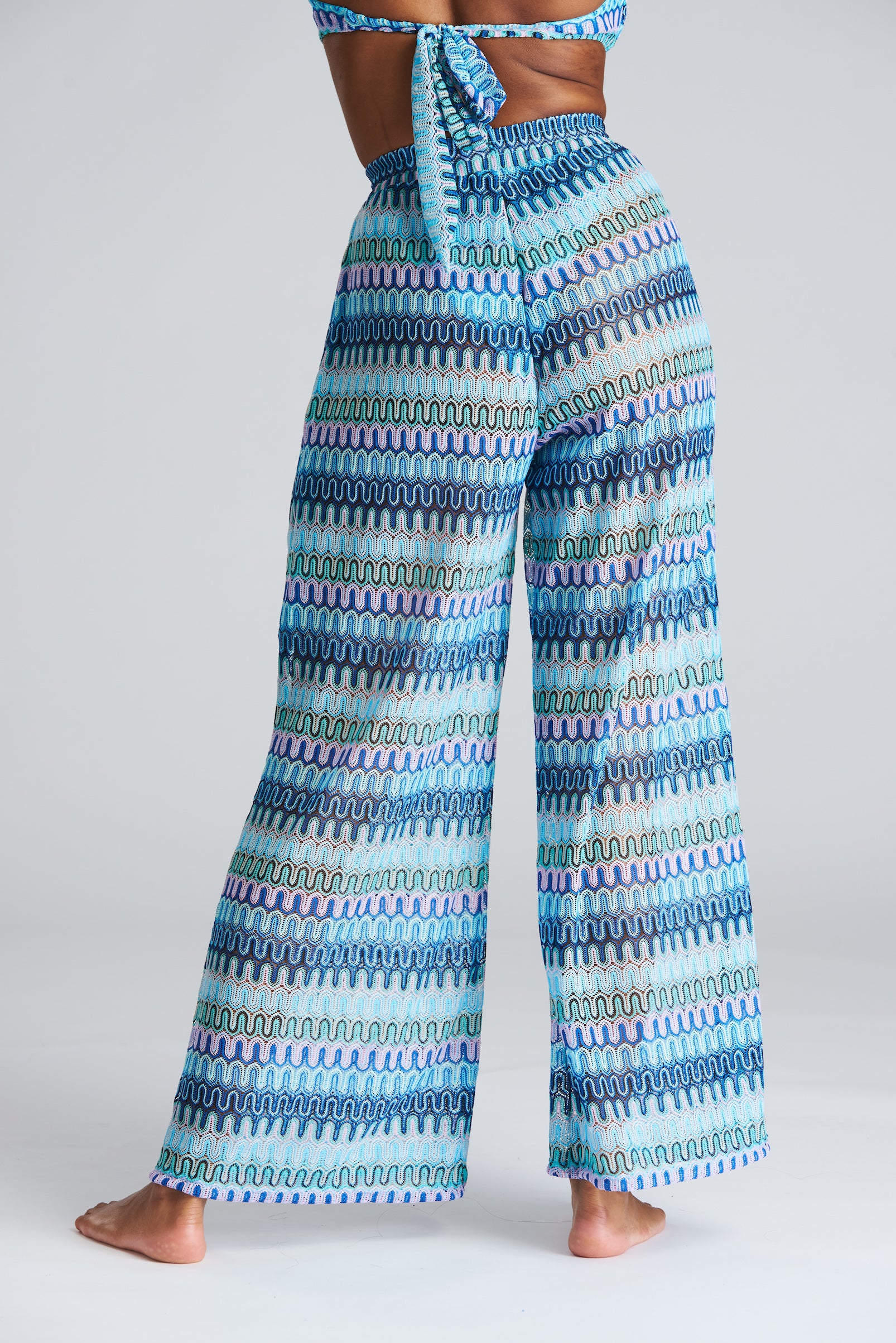 South Beach Crochet Beach/Holiday Trousers-Pink Waters 