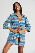 South Beach Crochet Shirt Beach Cover Up-Pink Waters 
