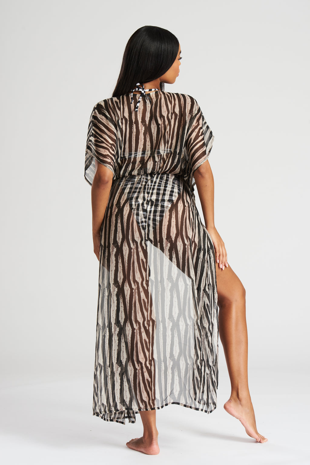 South Beach Zebra Kaftan Dress-Pink Waters 