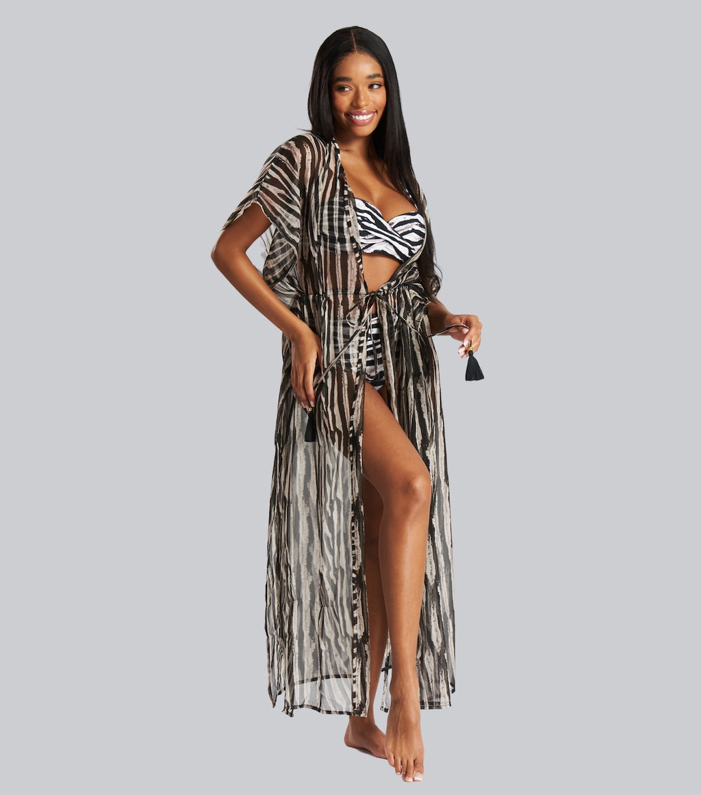 South Beach Zebra Kaftan Dress-Pink Waters 