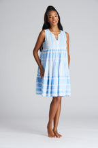 South Beach Blue Jacquard Beach Dress/Cover Up-Pink Waters 