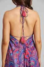 South Beach Paisley Boho Summer Dress-Pink Waters 