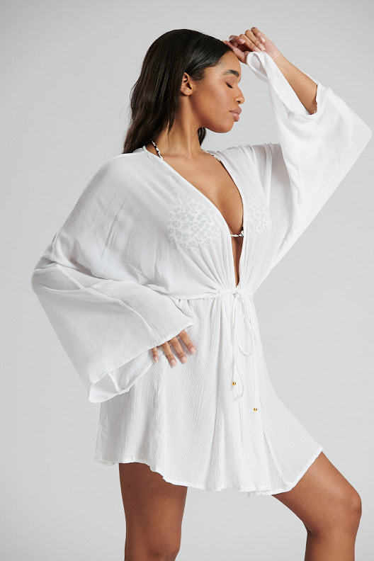 South Beach Crinkle Plunge Beach Dress-Pink Waters 