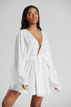 South Beach Crinkle Plunge Beach Dress-Pink Waters 