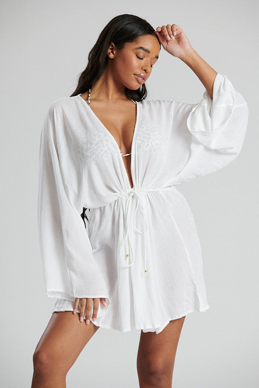 South Beach Crinkle Plunge Beach Dress-Pink Waters 