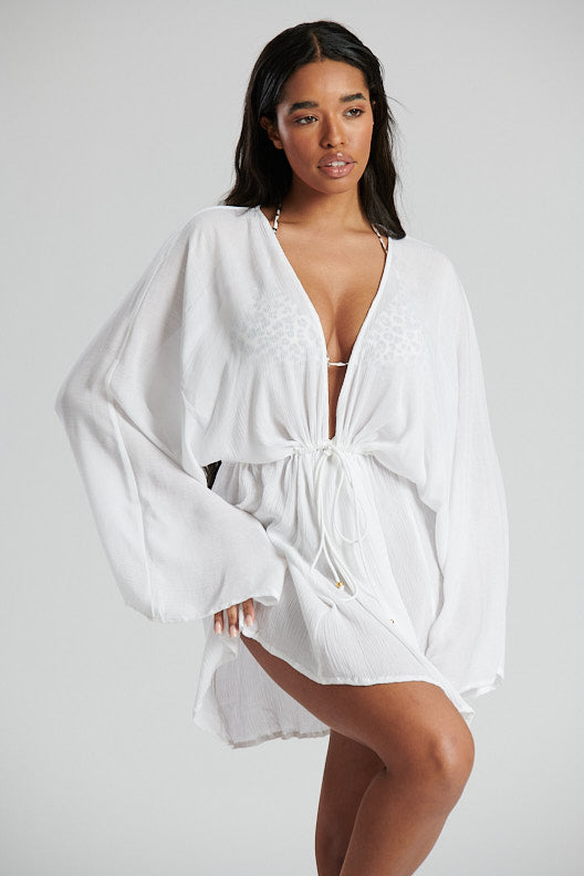 South Beach Crinkle Plunge Beach Dress-Pink Waters 
