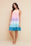 Pitusa Popsicle Halter Mini Dress - Pastel Rainbow-Pink Waters 