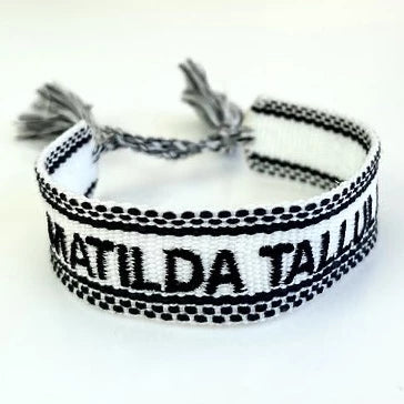 Canvas Personalised Friendship Bracelet  - White/Black-Pink Waters 