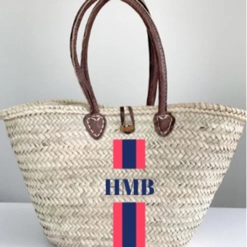 BORA BORA Monogrammed Basket-Pink Waters 