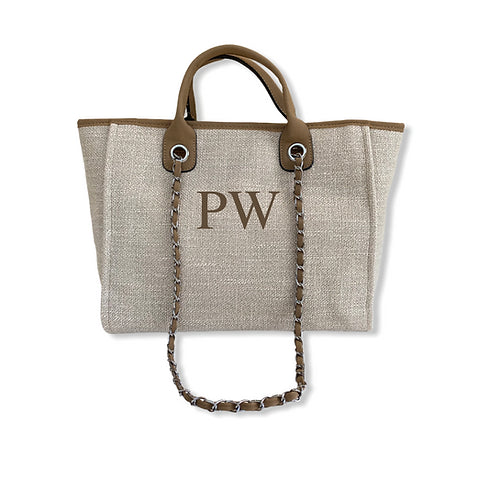 BYBLOS Beige Canvas Tote - Large Letters-Pink Waters 