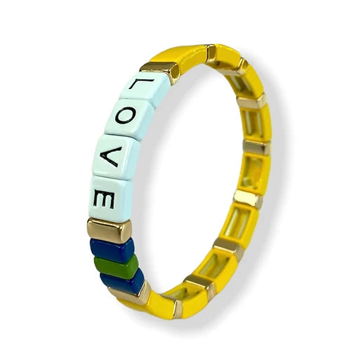 LOVE Tile Bracelet - Sunshine Buttercup-Pink Waters 