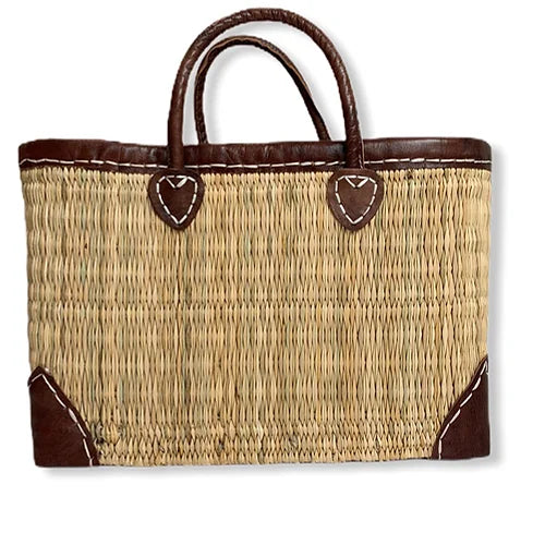 Oblong Straw Basket-Pink Waters 
