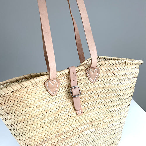 SEVILLE Long Handle Basket with Buckle Closing-Pink Waters 