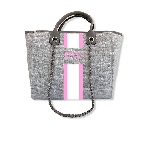 BYBLOS Monogrammed Grey Tote-Pink Waters 