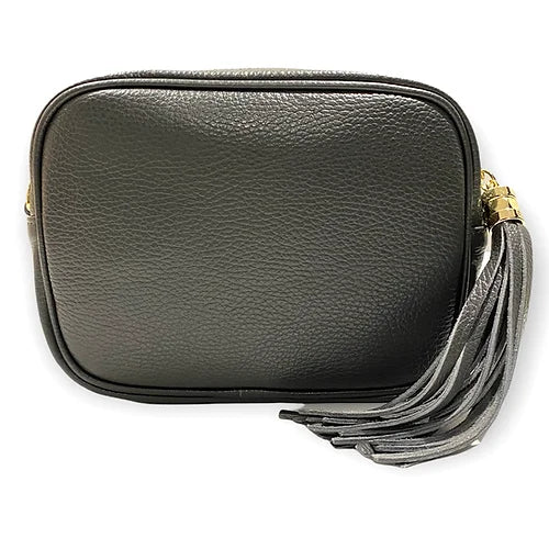 The 'Stella' Leather Crossbody -  Dark Grey-Pink Waters 
