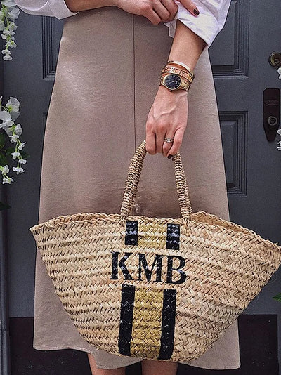 BERBER Monogrammed Basket - Pink Waters 