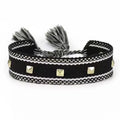 Stud Canvas Friendship Bracelet - Black-Pink Waters 