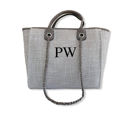 BYBLOS Grey Canvas Tote - Large Letters-Pink Waters 