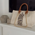 EDEN Leopard Monogrammed Canvas Tote-Pink Waters 
