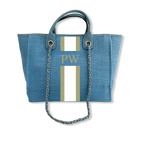 BYBLOS Monogrammed Light Blue Tote-Pink Waters 