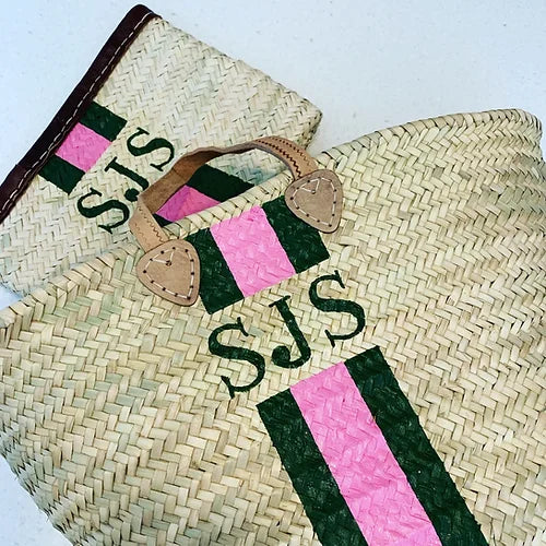 Personalised IBIZA Moroccan Basket-Pink Waters 