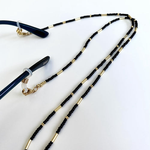 Sunglasses/Mask Chain - Black/Gold-Pink Waters 