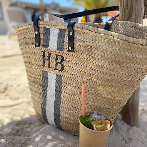 CAPRI Monogrammed Basket-Pink Waters 
