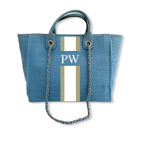 BYBLOS Monogrammed Light Blue Tote-Pink Waters 