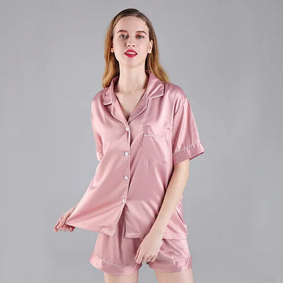 Personalised Dusky Pink  'Portia' Satin Pyjamas - Pink Waters 