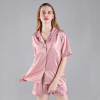 Dusky Pink  'Portia' Satin Pyjamas-Pink Waters 