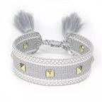 Stud Canvas Friendship Bracelet - Grey-Pink Waters 